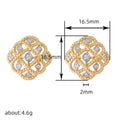 Gold Rope Lattice Flower Stud Earrings Dual Tone Alloy view 4