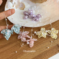 Pastel Floral Petal Drop Earrings with Pearl Accents view 4