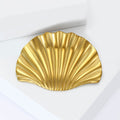 Ridged Scallop Shell Brooch with Polished Metal Finish view 2
