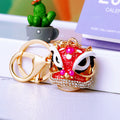 Jeweled Lion Dance Head Keychains with Fortune Loops and Loop Only Options view 11