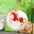 Crystal Coin Horse Keychains with Faux Fur Pompoms and Plain Options view 10