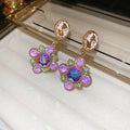 Floral Crystal Drop Earrings in Purple and Blue Colorways view 6