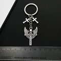 Silver Tone Winged Cross and Small Cross Keychain with Metal Hardware view 3