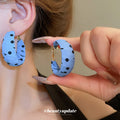 Fabric Wrapped Polka Dot Hoop Earrings In Red White And Black view 4