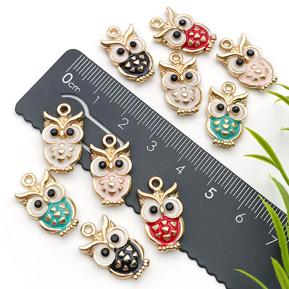 Enamel Zinc Alloy Owl Cat Charm Pendant for DIY Bracelet Necklace Keychain Jewelry Making