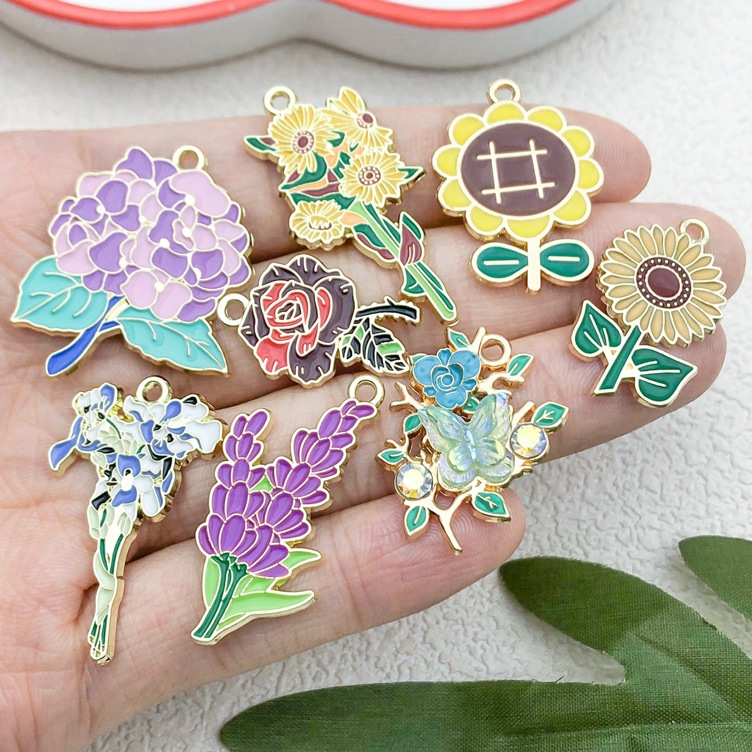 Zinc Alloy Sunflower Iris Flower Charm Pendants for DIY Earrings Necklace Jewelry Making