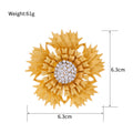 Flower Crystal Metal Brooch Pin 6.3 cm for Jackets and Lapels view 2