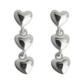 Silver Triple Linked Heart Drop Earrings Mini Chain view 5