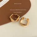 Square Geometric Faceted Metal Huggie Hoop Earrings Two Tones view 7