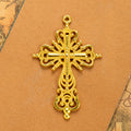 Ornate Openwork Cross Metal Charm in 4 Decorative Finishes view 2