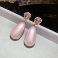 Crystal Stud Teardrop Pearl Style Earrings in Two Colors view 6