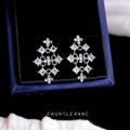 Silver Crystal Square Cascade Flower Drop Earrings Pair view 6