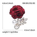 Fabric Rose Brooch with Pearl and Crystal Leaf Accent view 5
