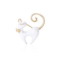 Curled Tail Cat Brooch Decorative Metal Pin For Jackets And Lapels view 1