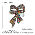 Crystal Bow and Pearl Metal Brooch in Six Finishes view 9