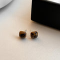 Four Brown Leopard Print Small Round Stud Earrings view 8