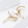 Dancing Ballerina Crystal Brooch in Detailed Metal and Crystal Design view 2