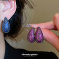 Pavé Teardrop Stud Earrings in Pink and Blue Fashion Jewelry view 2
