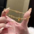 Gold Tone Oval Cabochon Rhinestone Link Bracelets 2 Colors view 3