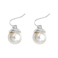 Silver Large Glass Pearl Cap Drop Earrings Pair Set view 5