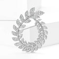 Rhinestone Laurel Leaf Wreath Brooch Gold or Silver Tone view 2