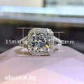Silver Tone Cushion Crystal Double Halo Split Band Ring view 5
