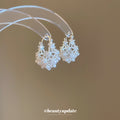 Pearl Openwork Basket Hoop Earrings in Silver Tone view 2