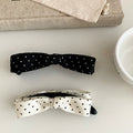 Polka Dot Fabric Bow Banana Hair Clip White and Black view 4