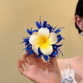 Fabric Plumeria Flower Duckbill Hair Clips Six Colors view 8