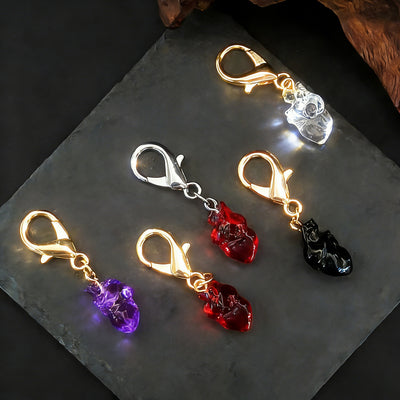 Main product view of transparent Anatomical Heart Lobster-Clasp Charms in Five Colorways