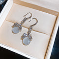 Round Cabochon Drop Earrings with Floral Metal Details view 6