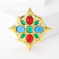 Eight Point Star Brooch With Four Colorful Gem Arrangements view 8