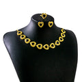 Gold Heart Crystal Necklace Earring Ring Jewelry Set view 9