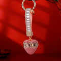 Baguette Band Crystal Heart Keychains with Straps and Plain Options view 8