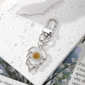 Silver Tone Shell and Floral Pressed Flower Clip Keychains view 4