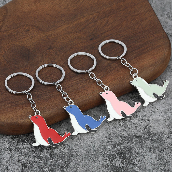 Cute Seal Zinc Alloy Keychain Gift Bag Charm Accessory