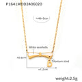 Gold Shell Bow Bar Necklace Letter D Charm Titanium Steel view 6