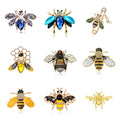 Gold Tone Silver Tone Bee Crystal Ten Designs Metal Brooch Pin view 1