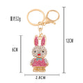 Rhinestone Bunny Rabbit Keychain Metal Long Ear Bag Charm view 5
