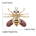 Yellow Stripe Bee Brooch Red Crystal Wings Long Legs view 5