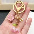 Pink or White Bee Blossom Bell Flower Keychains with Metal Hardware view 3