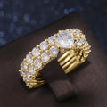 Round Solitaire Full-Eternity Clear Stone Ring In Gold And Silver Tones view 4