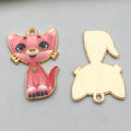 17x26mm KC Gold Enamel Zinc Alloy Standing Cat Charm Pendant for DIY Creative Jewelry Making