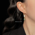 Gold Tone White Pearl And Green Teardrop Hook Earrings view 2