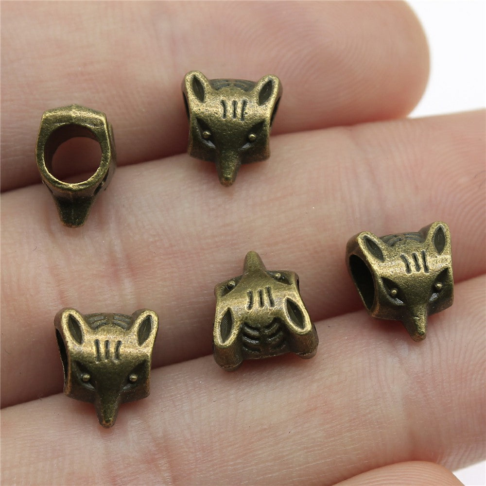 10x9x6mm 1.1g Multicolor Zinc Alloy Fox Large Hole Spacer Beads for Bracelet Necklace Jewelry Making