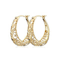 Openwork Teardrop Hoop Earrings In Gold And Silver Tones view 3