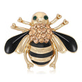 Gold Enamel Bee Brooch Rhinestone Body Stripe Insect Pin view 2