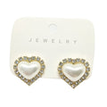 Gold Tone Pearl Bow Heart and Geometric Stud Earrings view 9