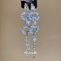 Crystal Floral Cluster Extra Long Fringe Statement Earrings view 2