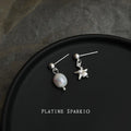 Silver Tone Starfish And Irregular White Pearl Asymmetric Earrings view 4